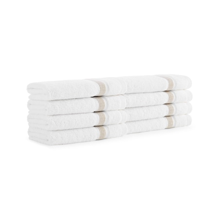 Monarch Brands Aegean Recycled Washcloths 13in x 13in - Stripe, Beige, 8PK P-WC-RT-1313-BG